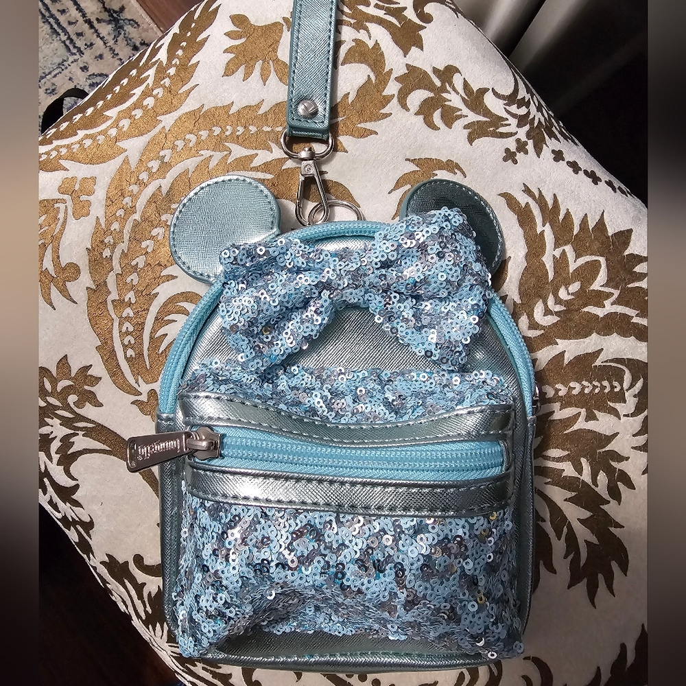 Disney Loungefly Aqua Sequin Wristlet